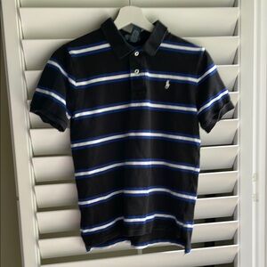 Black and Blue Striped Polo Shirt